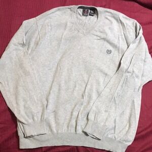Chaps Sweater Gray V Neck‎ Cotton Cashmere Blend Pullover XL